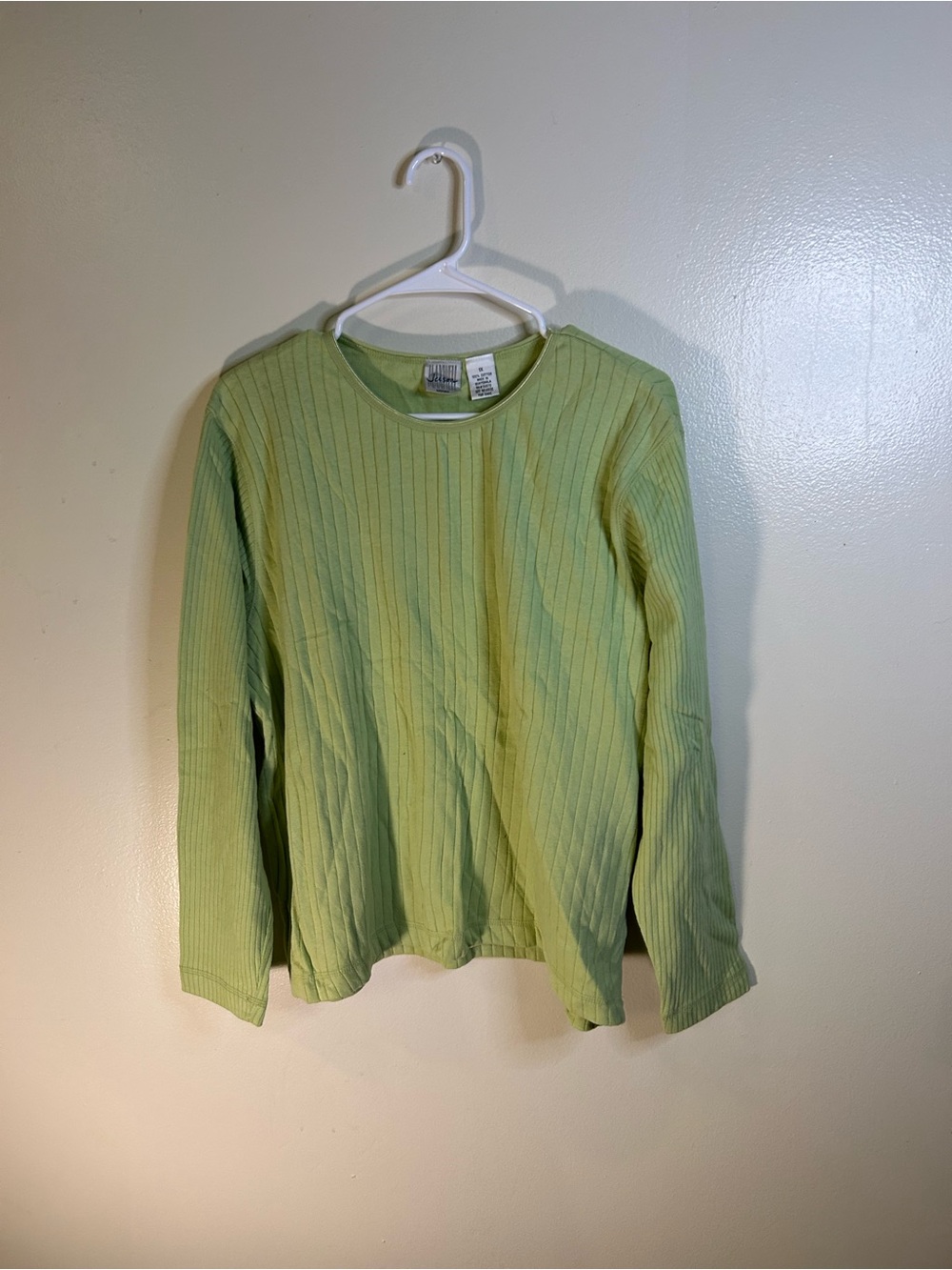 jason maxwell Light Green Ribbed Long Sleeve Tee